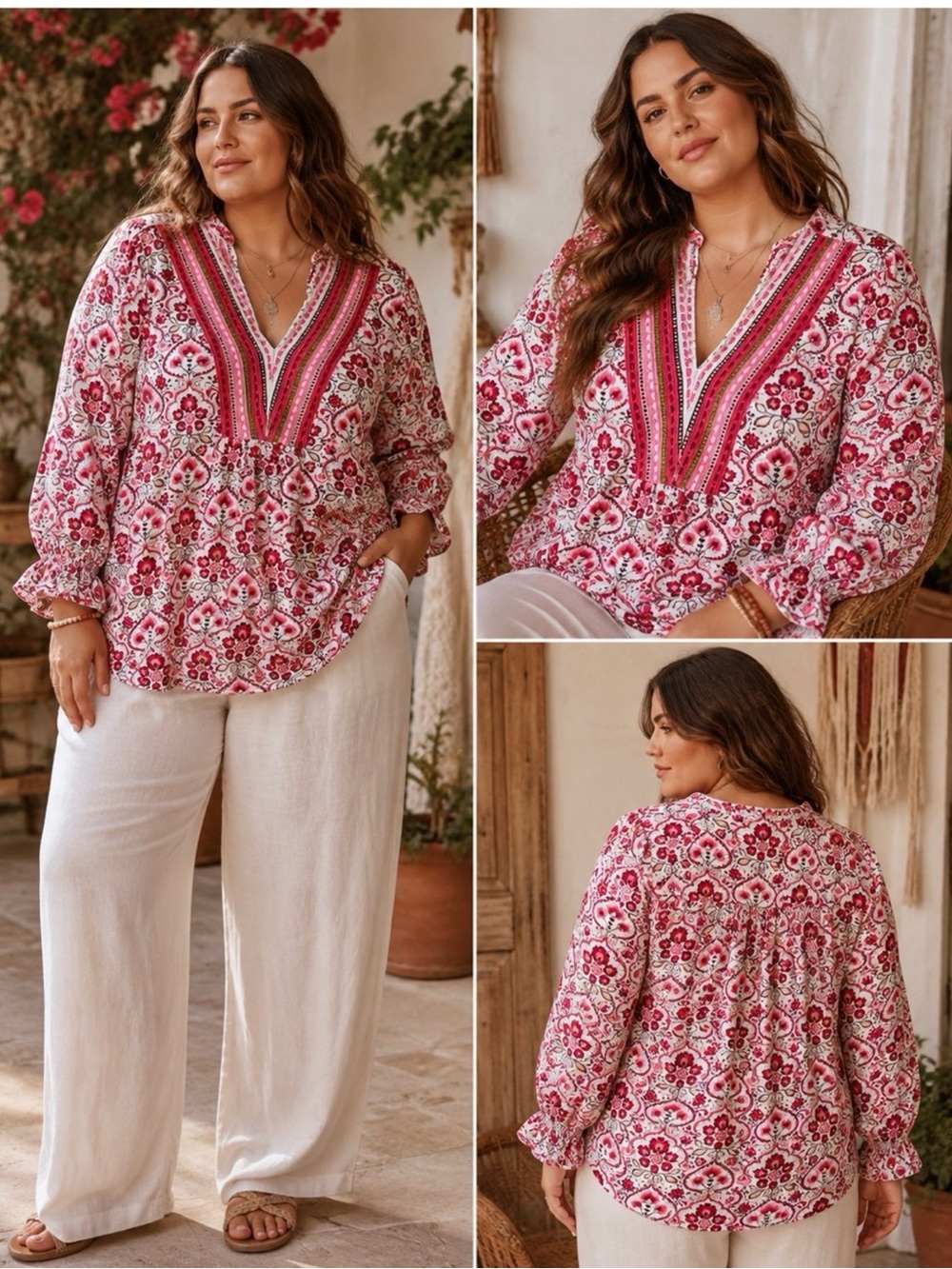 NWT Matilda Jane Heart to Heart Daydream Floral Boho Peasant Blouse Size Large